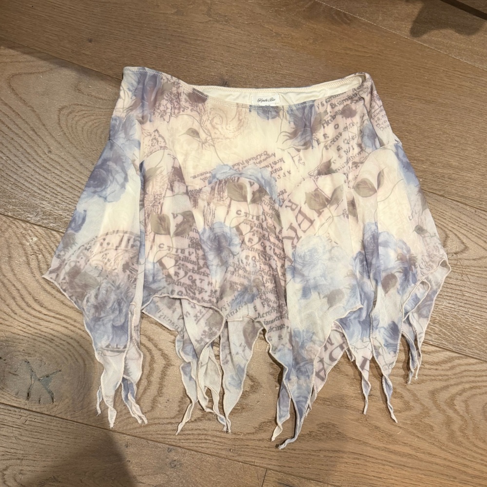 Pastel Floral Skirt with Fringe